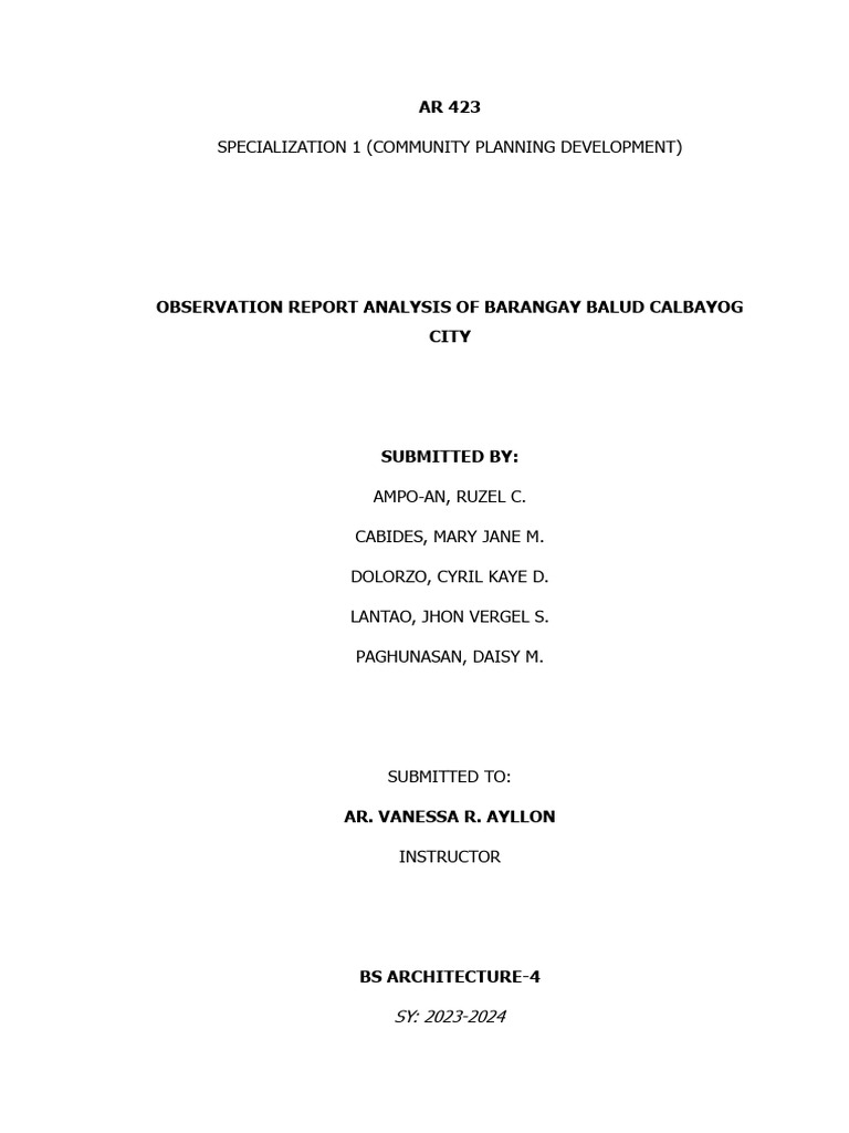 Brgy Balud Written Report Pdf Infrastructure Traffic