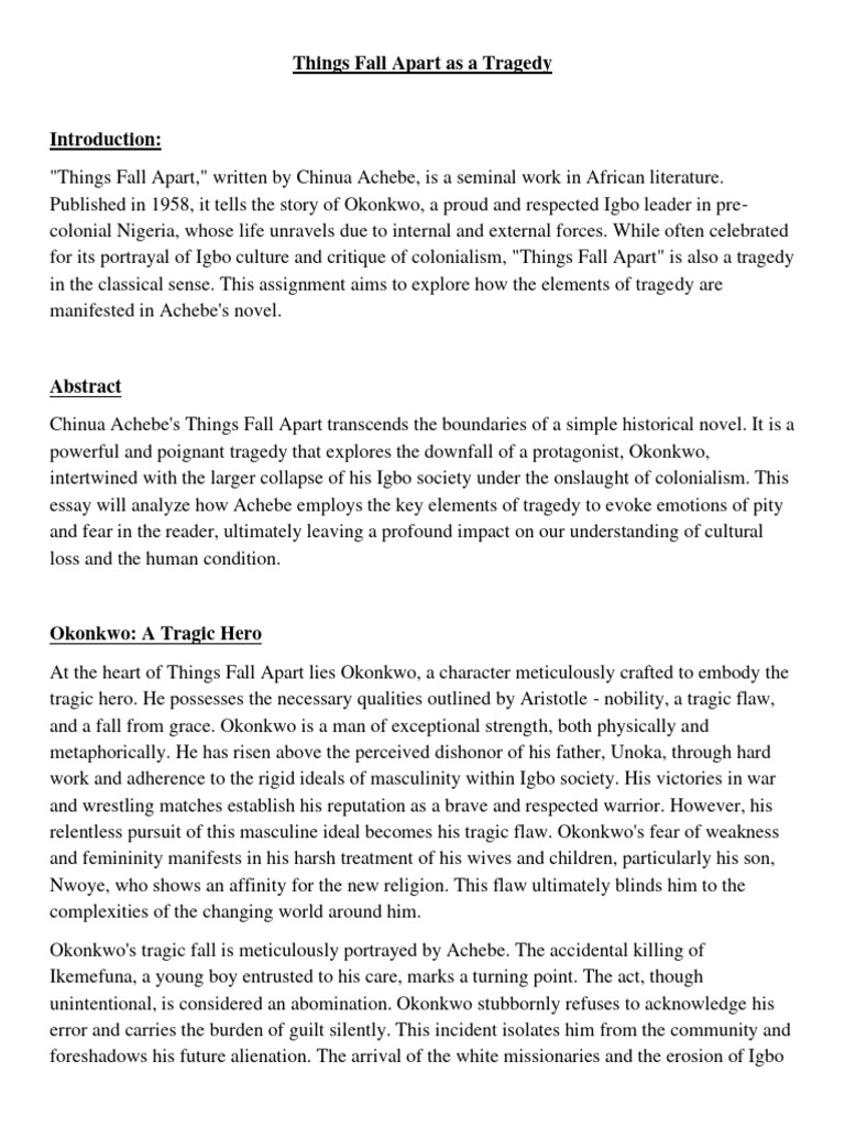 Okonkwo's Tragic Fall in Achebe's Novel | PDF | Tragedy
