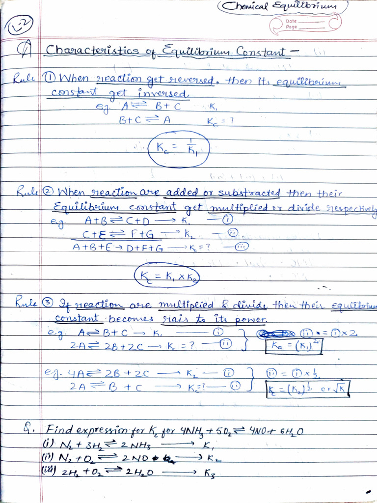 Chemical Equilibrium Concepts for Class 11 | PDF