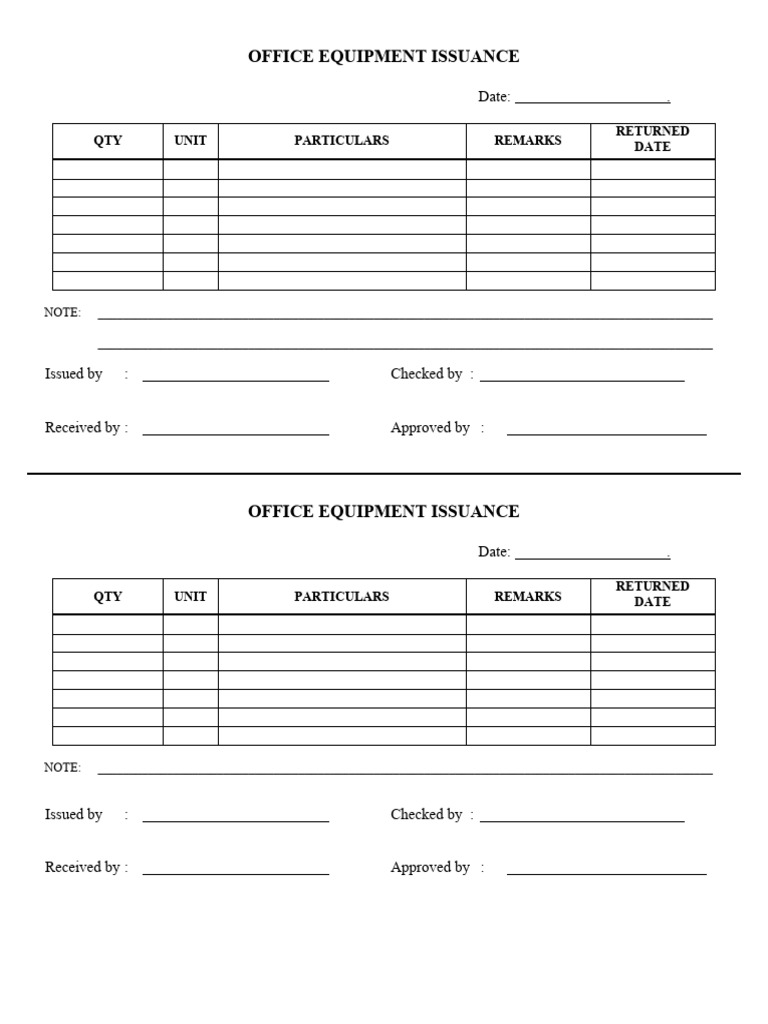 Forms office equipment issuance pdf