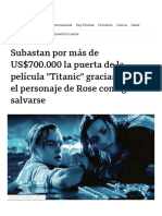 Titanic_ subastan por más de US$700.000 la puerta de la película gracias a la que el personaje de Rose consigue salvarse - BBC News Mundo