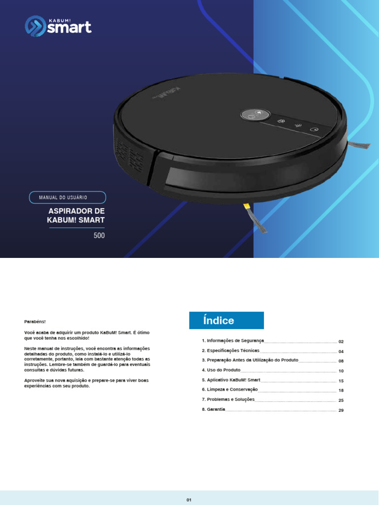 Robo Aspirador Po KaBuM Smart 500 Preto KBSF000 | PDF | Robô