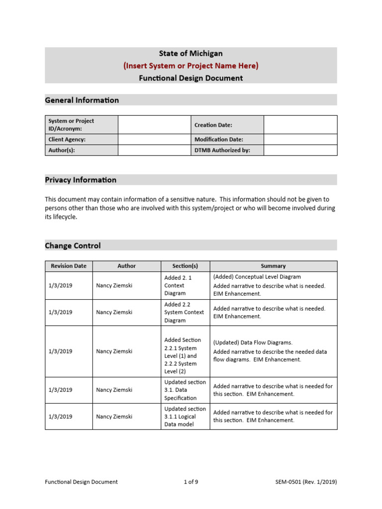 Michigan Functional Design Document | PDF | Data Model | System
