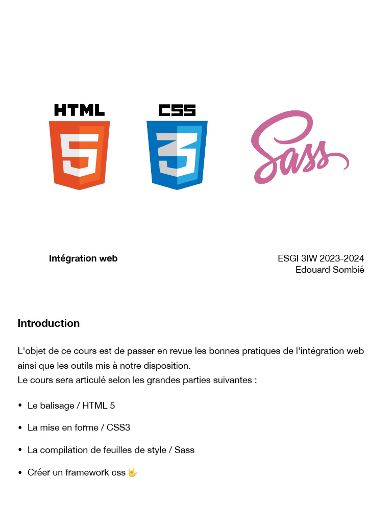 Intégration Web : HTML5 et CSS3 Essentials | PDF | HTML5 | Html
