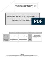 Movimiento de Tierra Procedimiento Trabajo Seguro