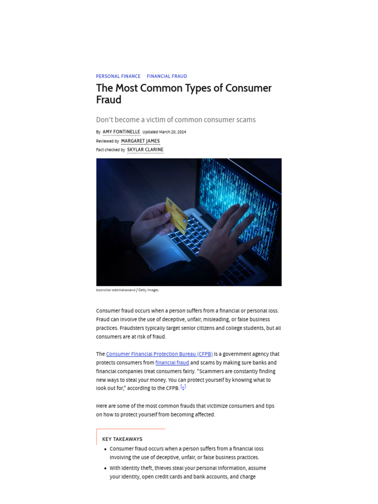 Common Consumer Fraud Types | PDF | Credit Card | Identity Theft
