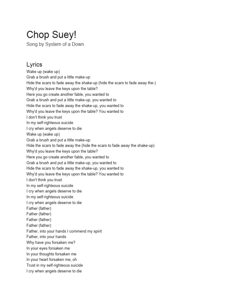 Chop Suey! Lyrics Overview | PDF