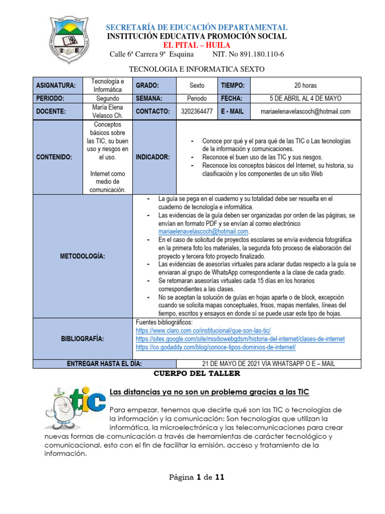 Guia de Tecnología e Informatica 6 | PDF | Tecnología de información y ...