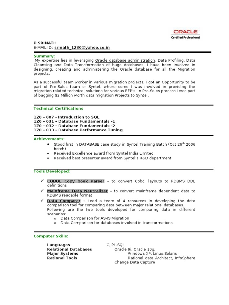 Oracle Database Migration Expert Profile | PDF | Databases | Relational ...