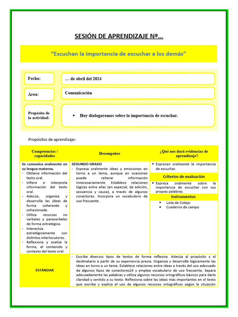 01 de Abril - Comunicacion - Segundo Grado | PDF | Aprendizaje ...