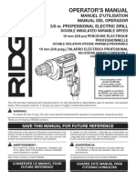 Operator'S Manual: Manuel D'Utilisation Manual Del Operador 3/8 In. Professional Electric Drill