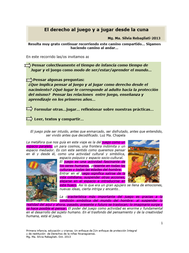 Derecho al juego en la infancia | PDF | Adultos | Derechos de los niños