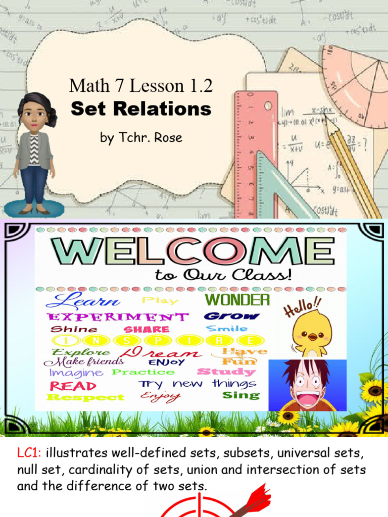 Understanding Set Relations in Math 7 | PDF | Set (Mathematics) | Empty Set