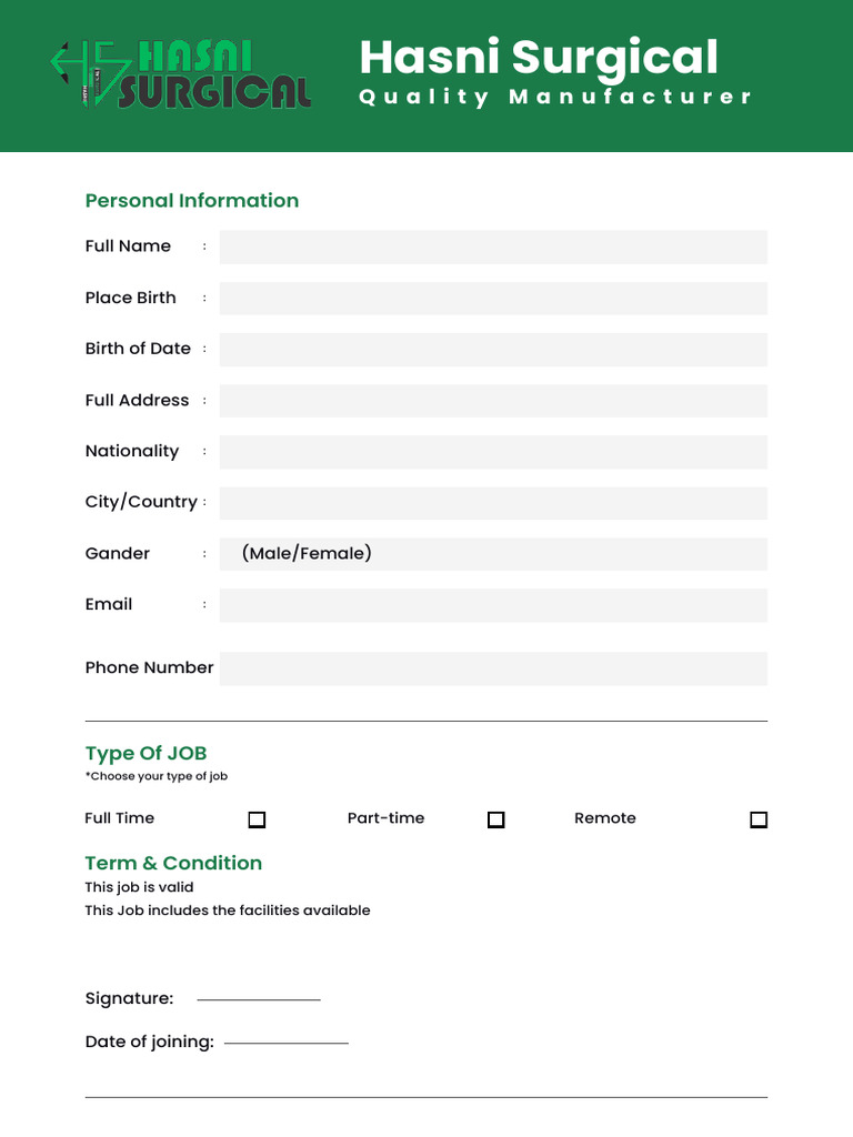 Job Application Form Template | PDF