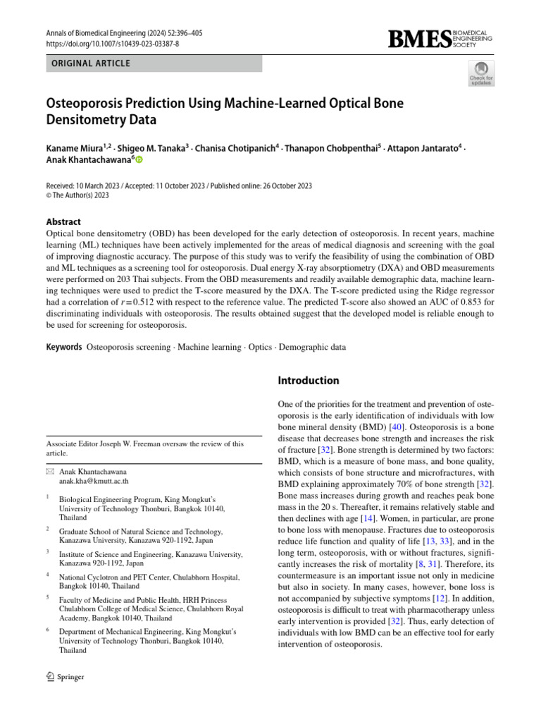 3 osteoporosis prediction using machine learned optical bone