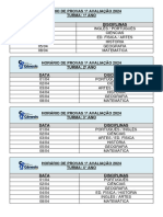 HORÁRIO DE PROVAS 1ª AV 2024