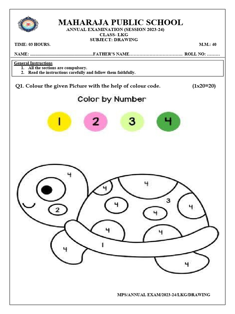 LKG Drawing Exam Paper 2023-24 | PDF