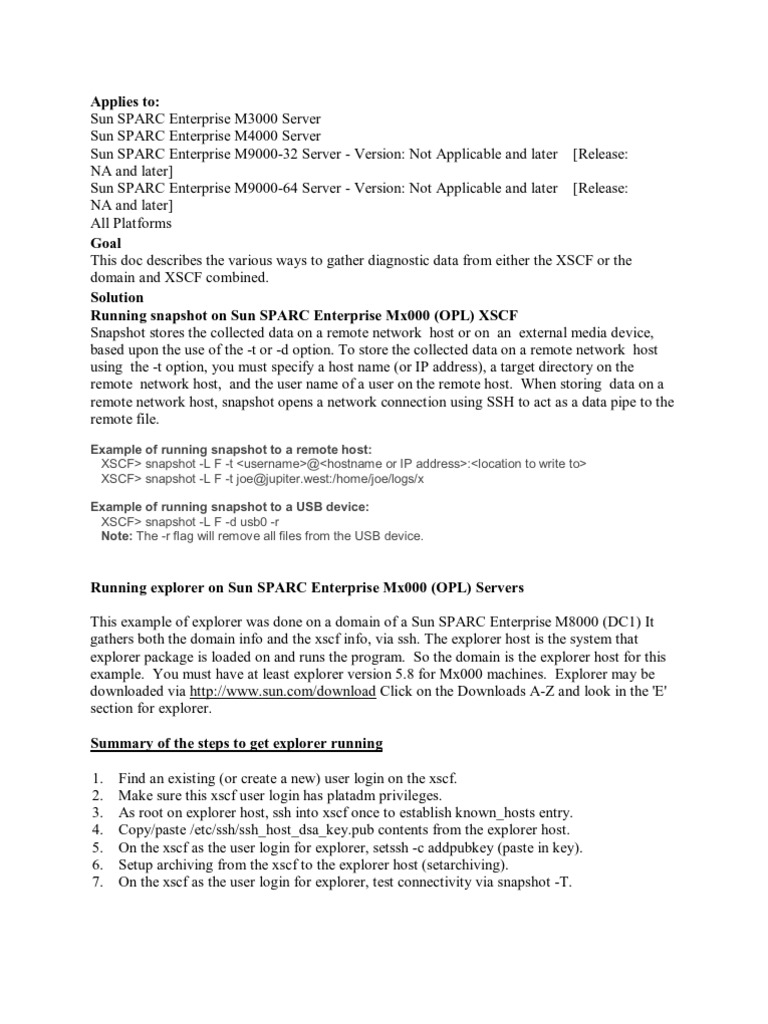 XSCF Snapshot Explorer Setps PDF