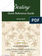 Baby Lock Destiny BLDY Quick Reference Sewing Machine Instruction Manual