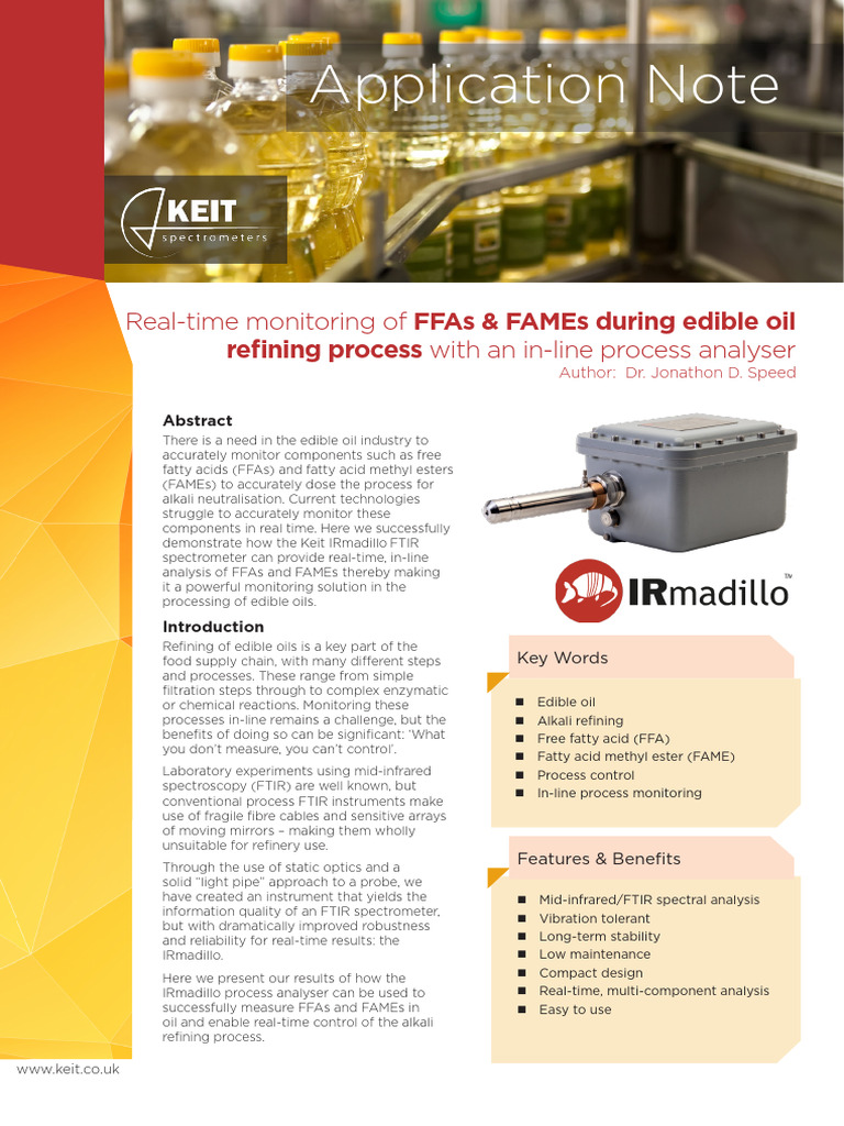 Real-Time FFA & FAME Monitoring with IRmadillo | PDF | Fatty Acid ...