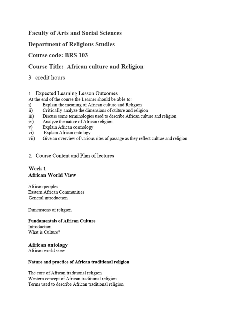 Brs 103 Notes To Class | PDF | Morality | God