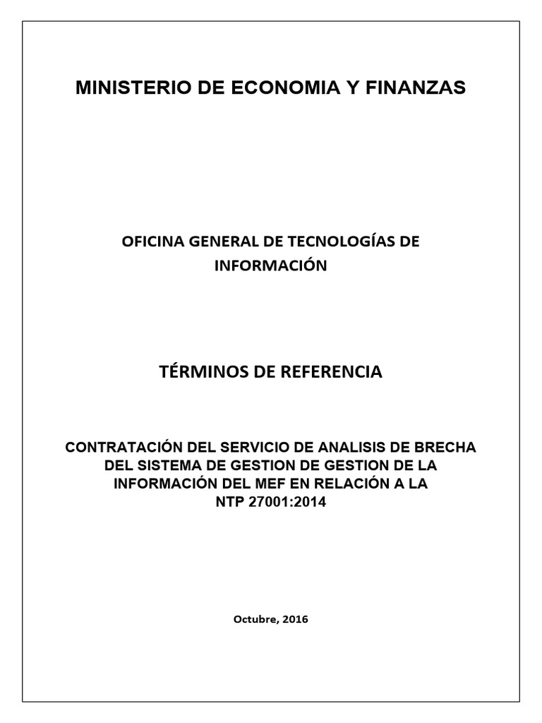 TDR - Servicio de Análisis de Brecha NTP27001 | PDF | La seguridad ...