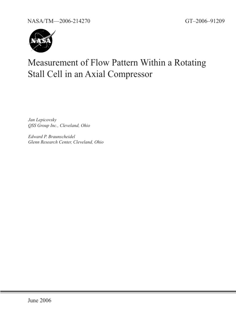 Measurement of flow pattern within a rotating stall cell in an axial