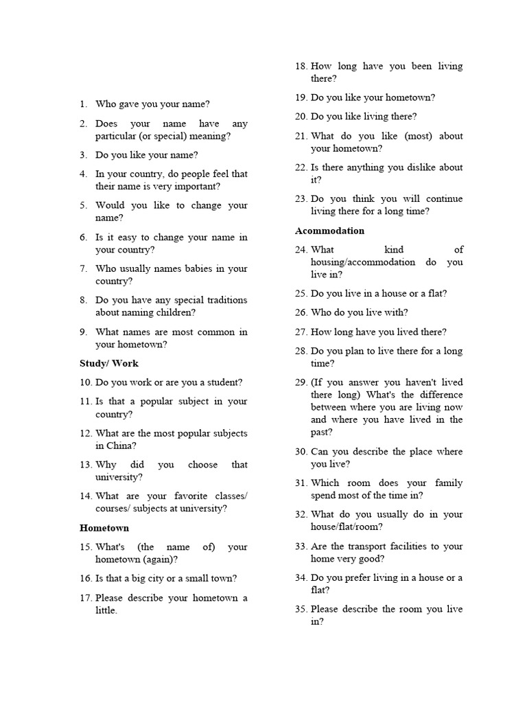 IELTS Speaking Part 1 Topics Guide | PDF | Weather | Photograph