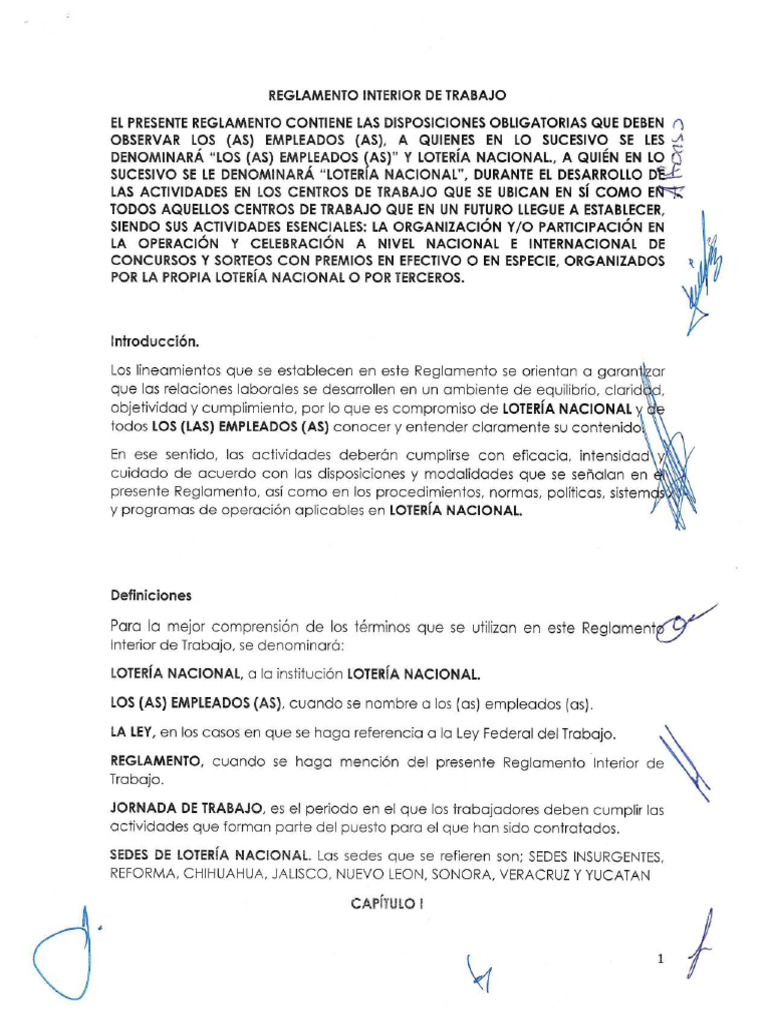 Reglamento Interior de Trabajo | PDF