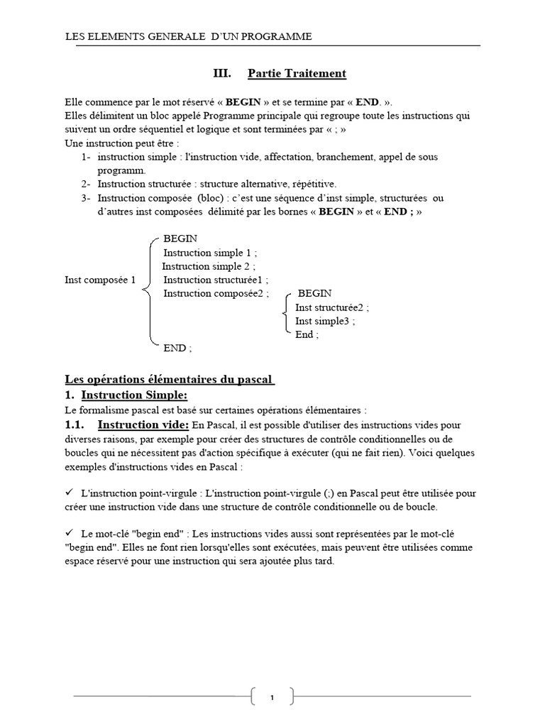Éléments de base d'un programme Pascal | PDF | Structure de contrôle ...