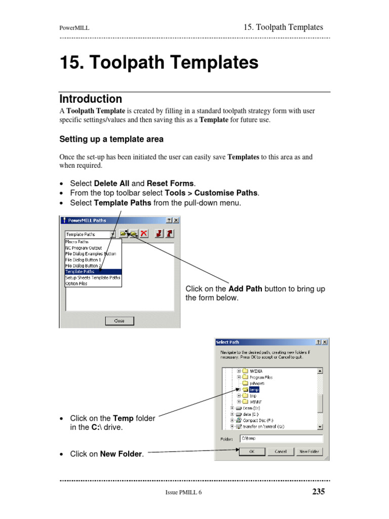 PowerMILL Toolpath Templates Guide | PDF | Machine Tool | System Software