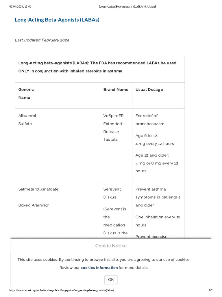 LongActing BetaAgonists (LABAs) _ AAAAI PDF Chronic Obstructive