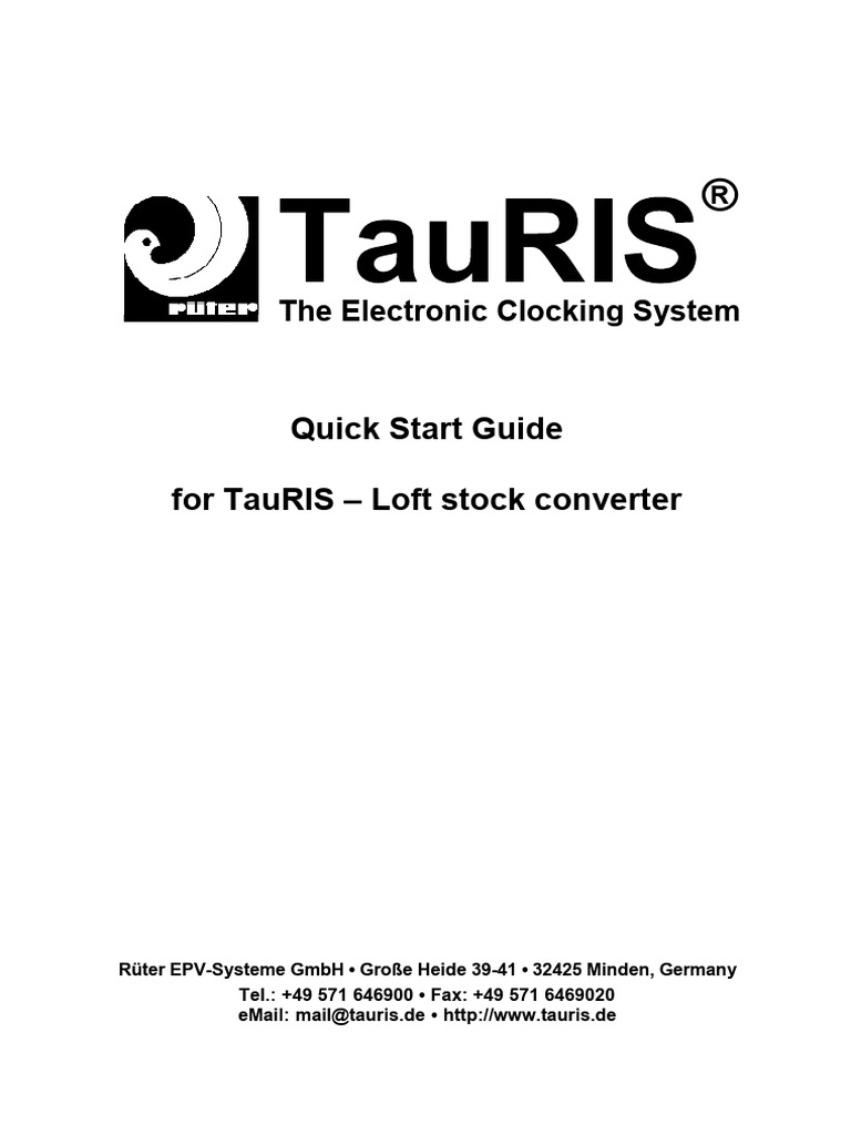 Quick Start Guide TauRIS Loft Stock Converter | PDF | Icon (Computing ...