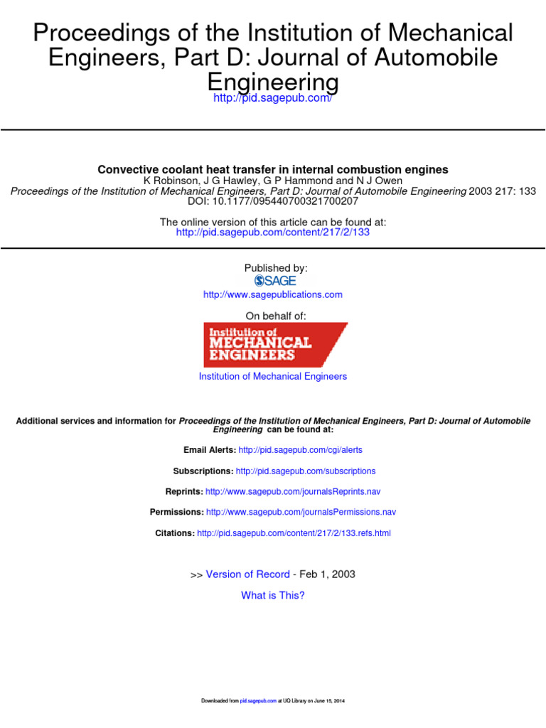 Convective Coolant Heat Transfer in Internal Combustion Engines ...