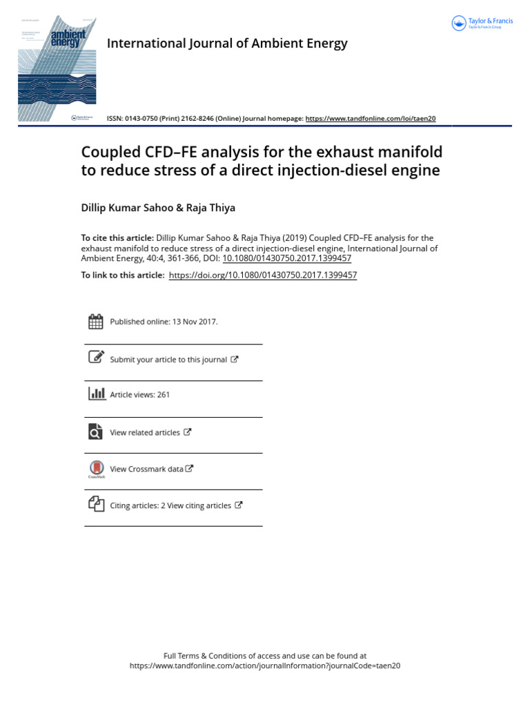 CFD-FEA Analysis of Diesel Exhaust Manifold | PDF | Computational Fluid ...