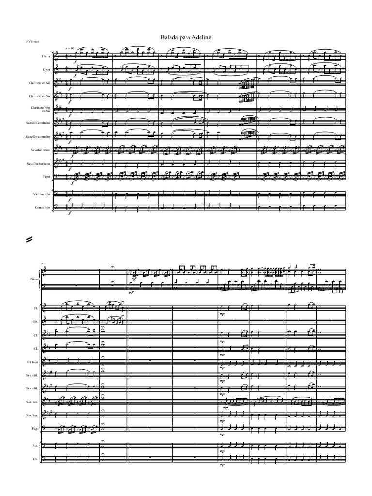 Balada Oara Adeline Piano y Banda - Partitura y Partes | PDF