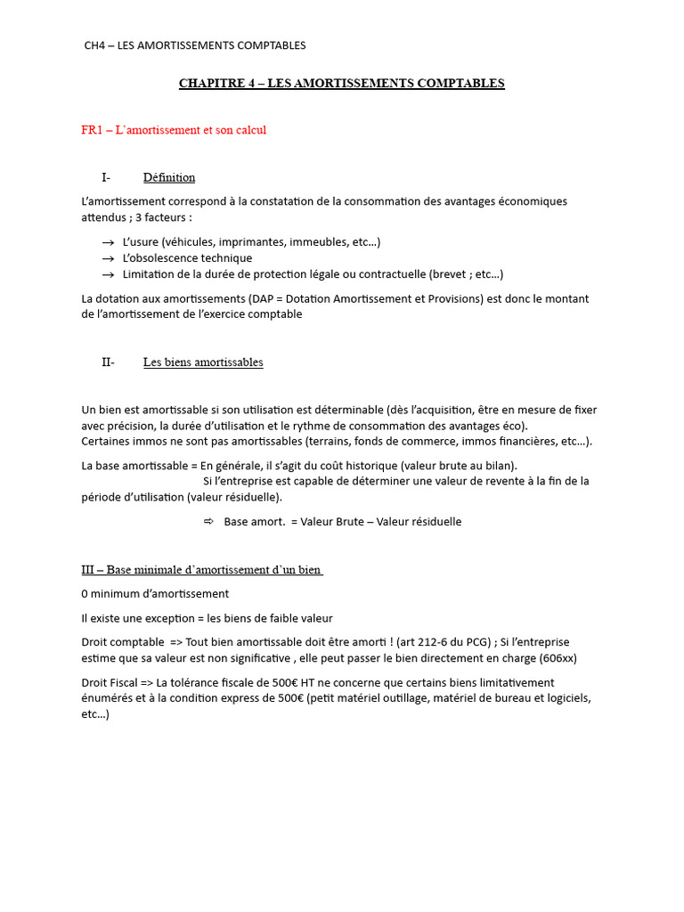 Base Amortissable en Comptabilité | PDF | Dépréciation | Bilan comptable