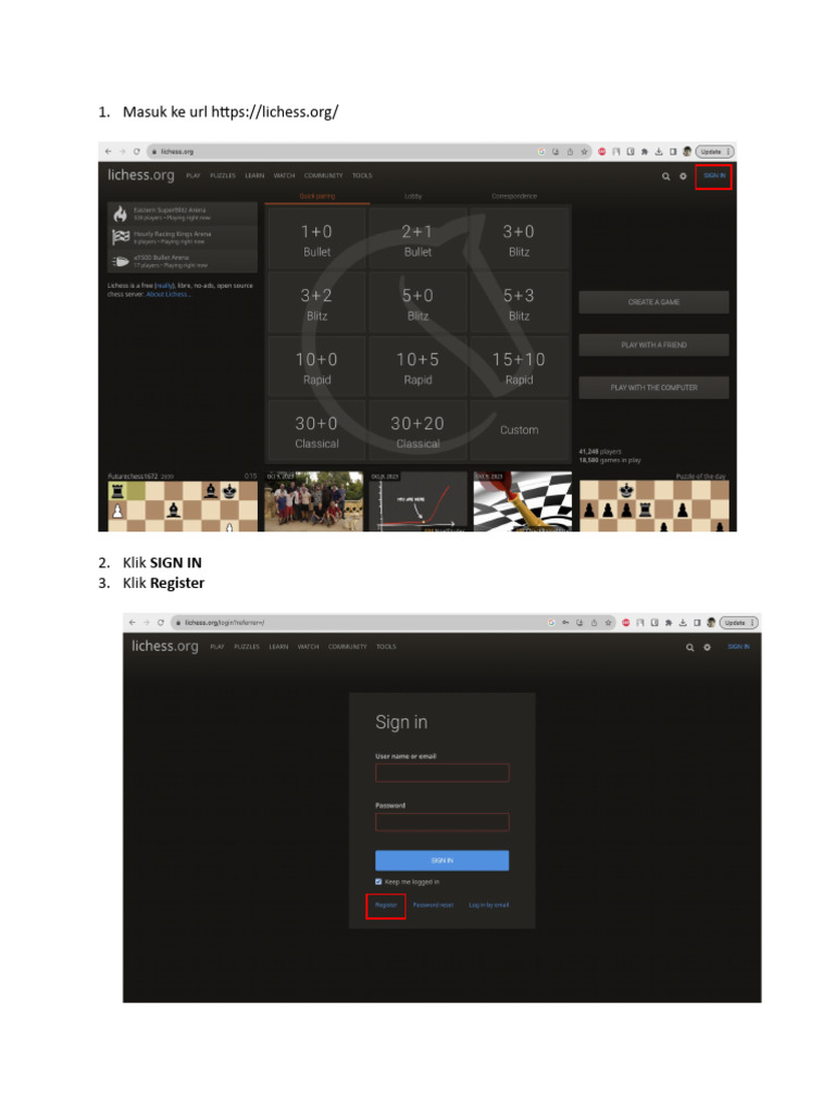 Tutorial Register Lichess | PDF