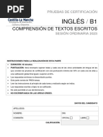 Inglés B1: Comprensión de Textos Escritos