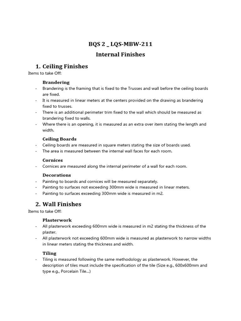 Brandering Lengths for Ceiling Finishes | PDF | Tile | Wall