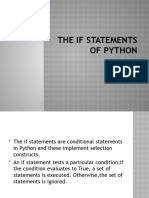 THE If STATEMENTS OF PYTHON