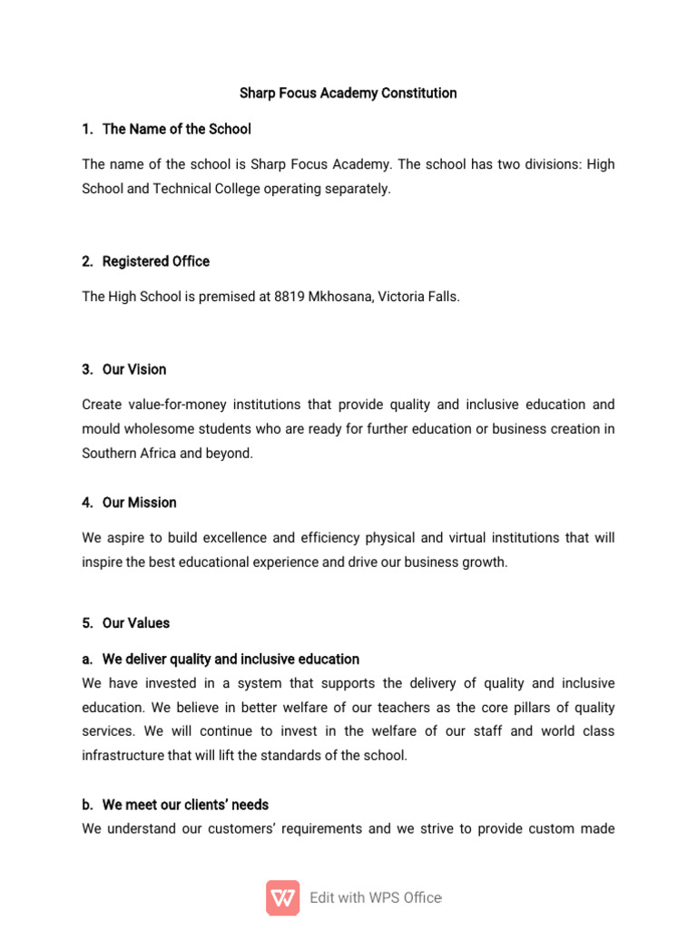 Constitution of Sharp Focus Academy | PDF | Committee