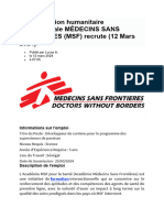 L'organisation Humanitaire Internationale MÉDECINS SANS FRONTIÈRES (MSF) Recrute (12 Mars 2024)