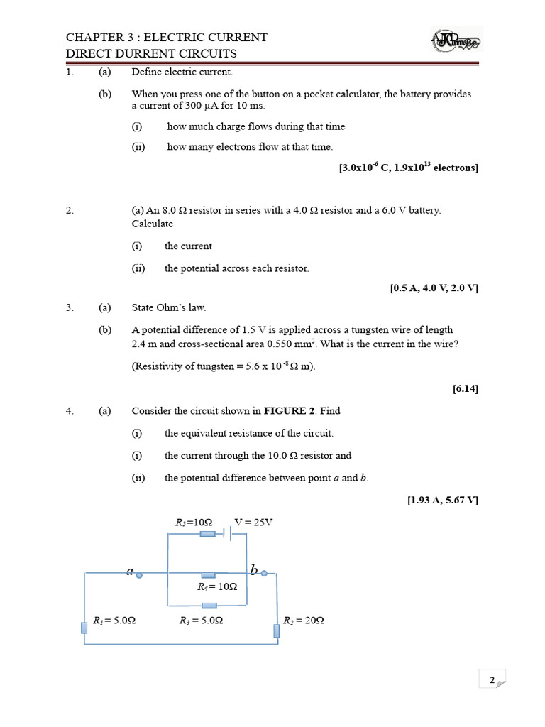 Electric Current and Circuit Analysis | PDF