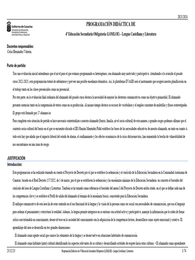 4 - Eso LCL | PDF | Evaluación | Plan de estudios