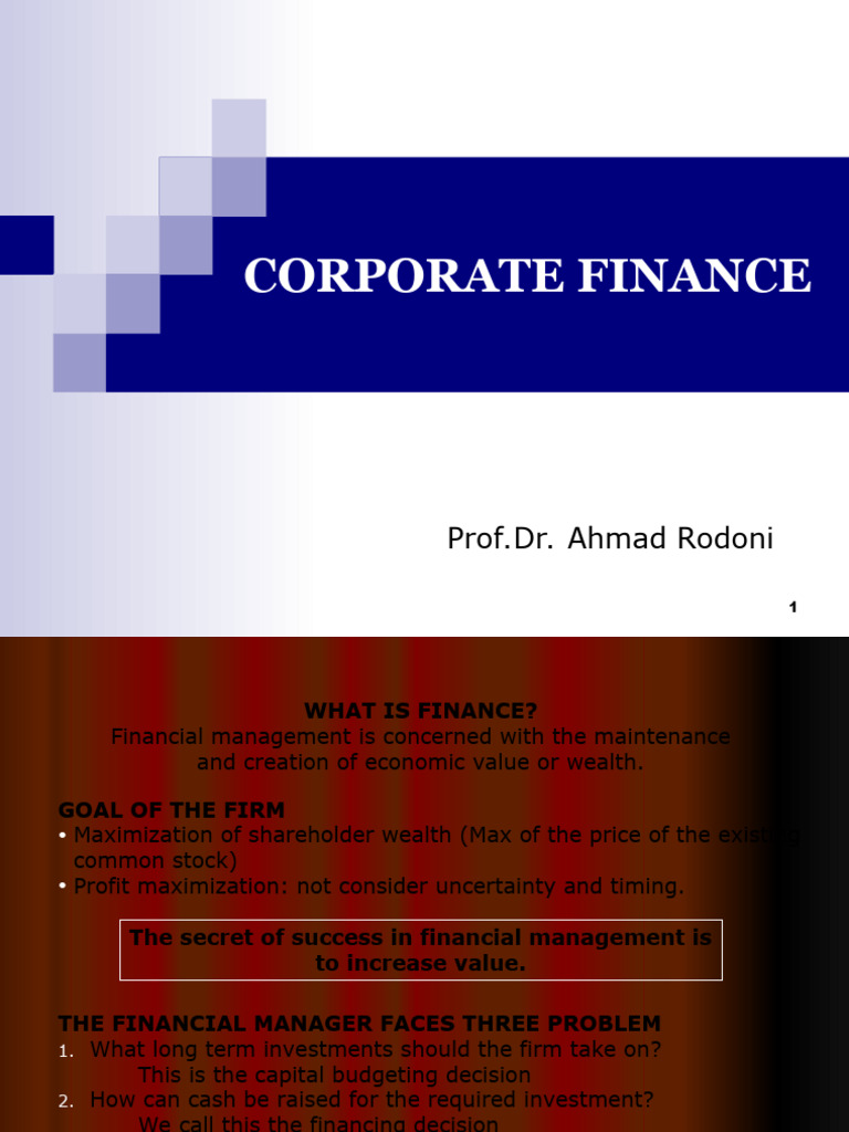 Corporate Finance 1 | PDF | Investing | Securities (Finance)