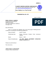 Transmittal Letter (Certificate of Training)