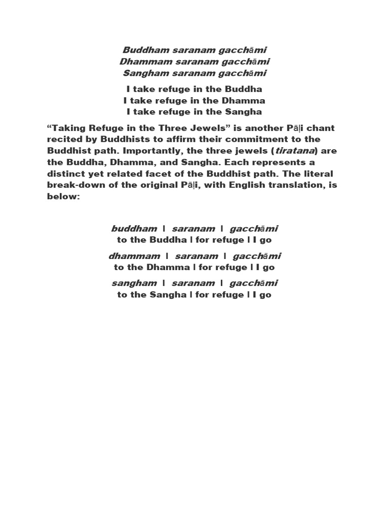 Understanding Buddham Saranam Gacchami | PDF