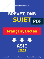 Brevet Francais Dictee Asie 2023 Sujet