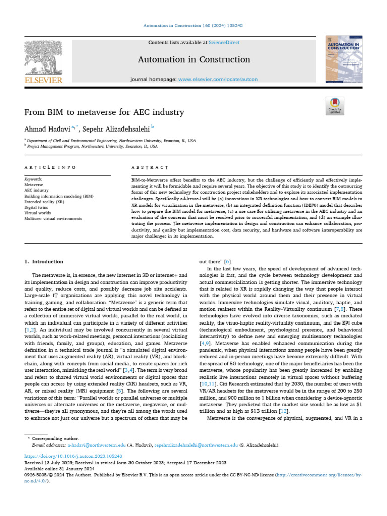 BIM to Metaverse in AEC Industry | PDF | Virtual Reality | Augmented ...